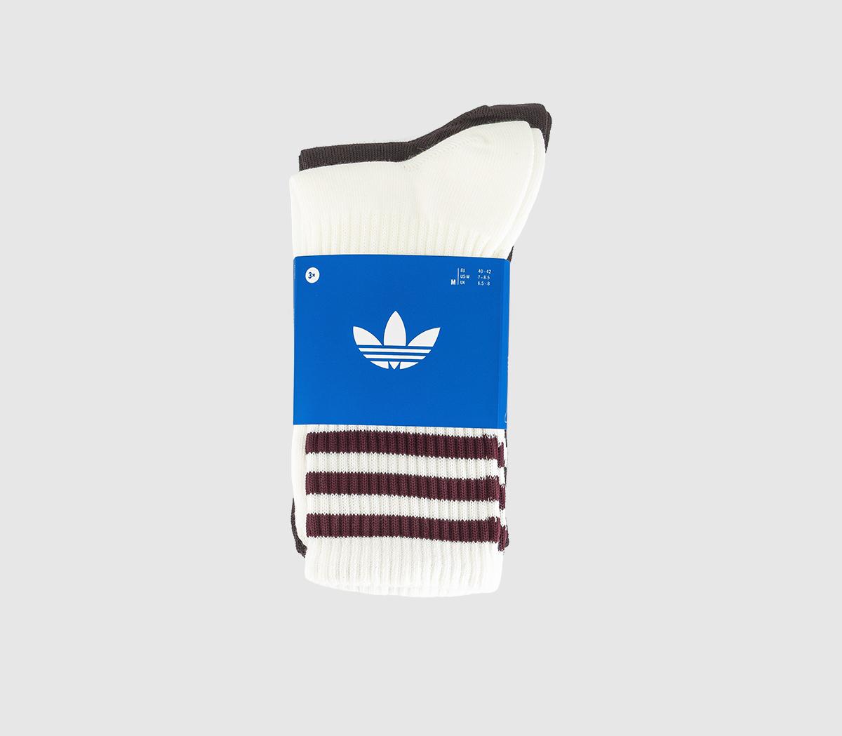 adidasCrew Socks 3 PairsOff White Coffee Stripe