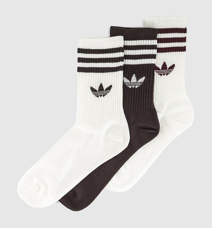 adidas Crew Socks 3 Pairs Off White Coffee Stripe