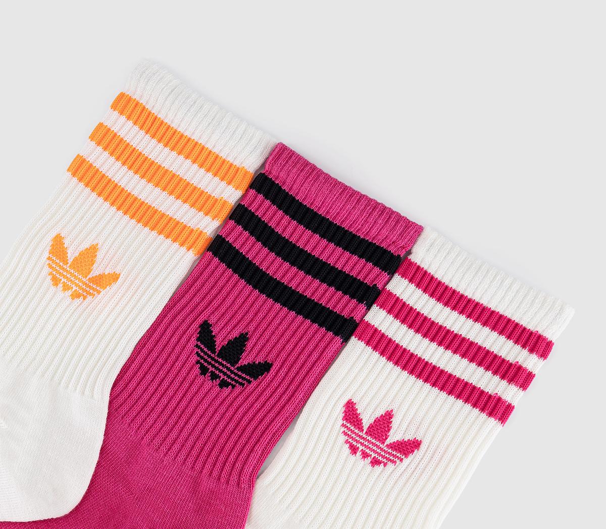 adidasCrew Socks 3 PairsOffwhite Shock Pink Offwhite