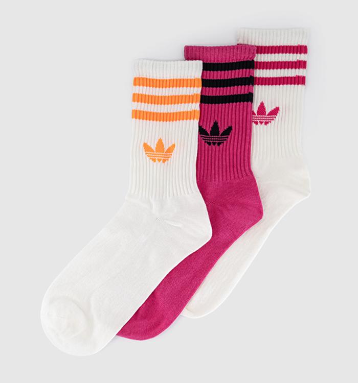 adidas Crew Socks 3 Pairs Offwhite Shock Pink Offwhite