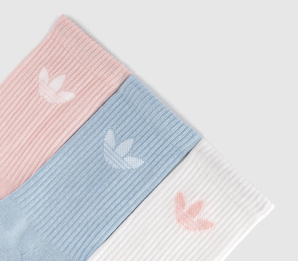 adidasCrew Socks 3 PairsWhite Crystal Sky Sandy Pink