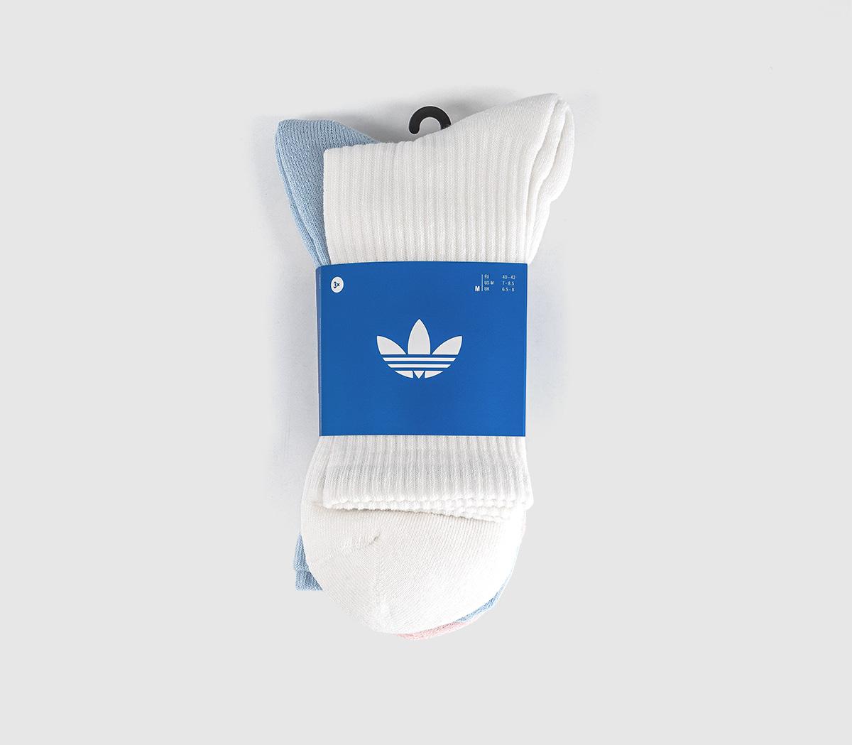 adidasCrew Socks 3 PairsWhite Crystal Sky Sandy Pink