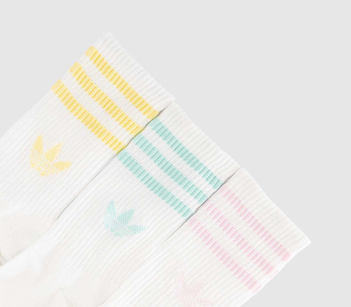 adidasCrew Socks 3 PairsWhite Clear Pink Clear Mint Almost Yellow