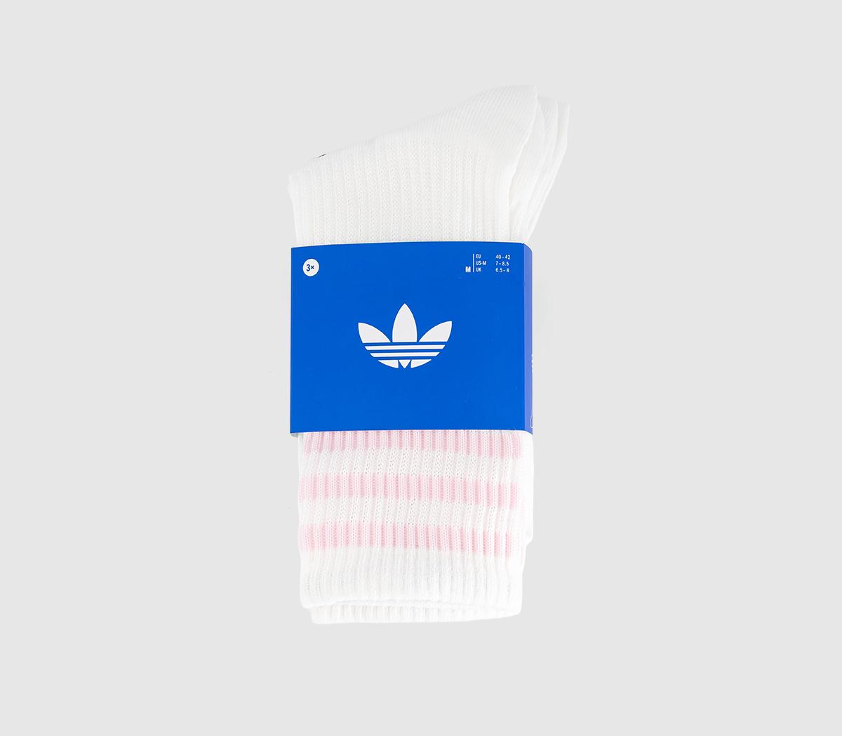 adidasCrew Socks 3 PairsWhite Clear Pink Clear Mint Almost Yellow