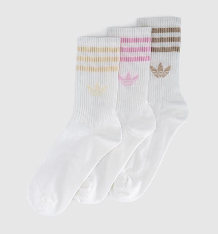 adidas Crew Sock 3 Pack Wonder White Clear Pink Wonder Beige