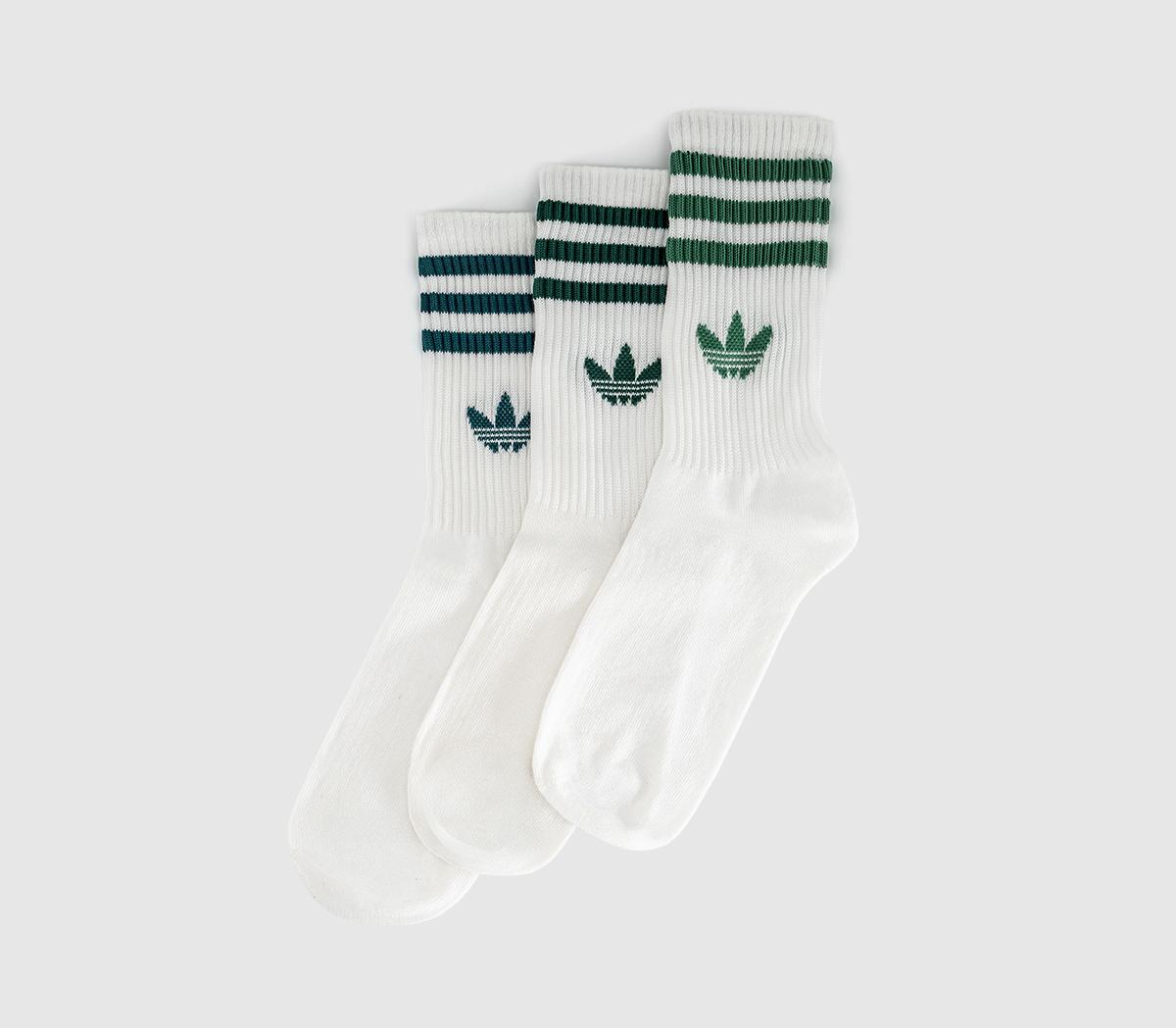 adidasCrew Socks 3 PairsWhite Rich Green Collegiate Blanch Green