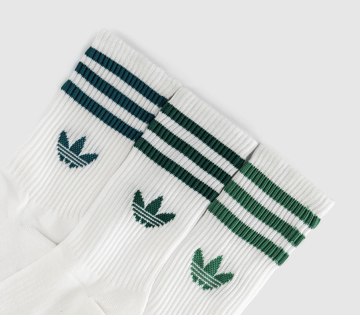 adidasCrew Socks 3 PairsWhite Rich Green Collegiate Blanch Green