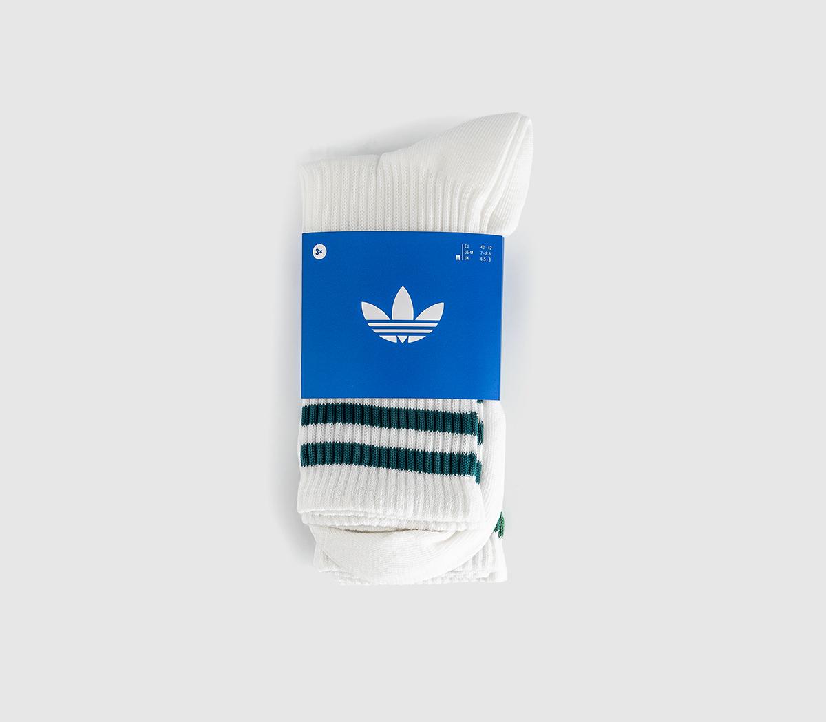adidasCrew Socks 3 PairsWhite Rich Green Collegiate Blanch Green
