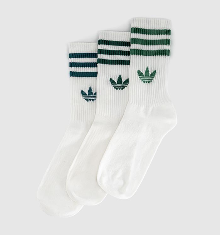 adidas Crew Socks 3 Pairs White Rich Green Collegiate Blanch Green