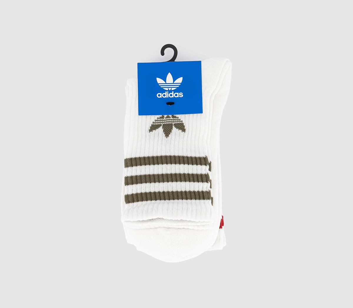 adidasCrew Socks 3 Pairs adidasCrew Socks 3 PairsWhite Olive Strata Preloved Yellow Team Victory Re