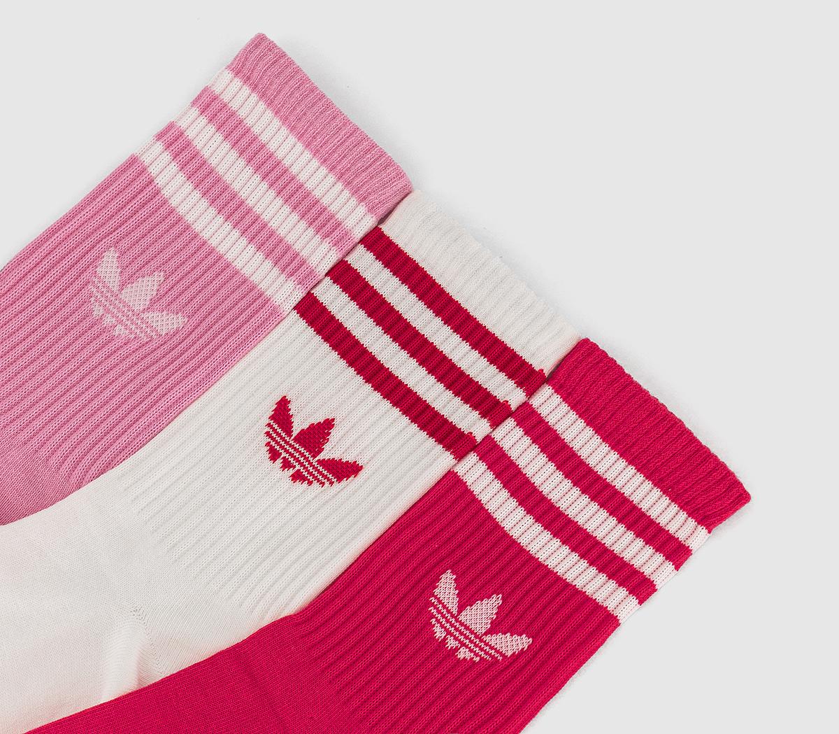 adidasCrew Socks 3 PairsPink Red White Stripe