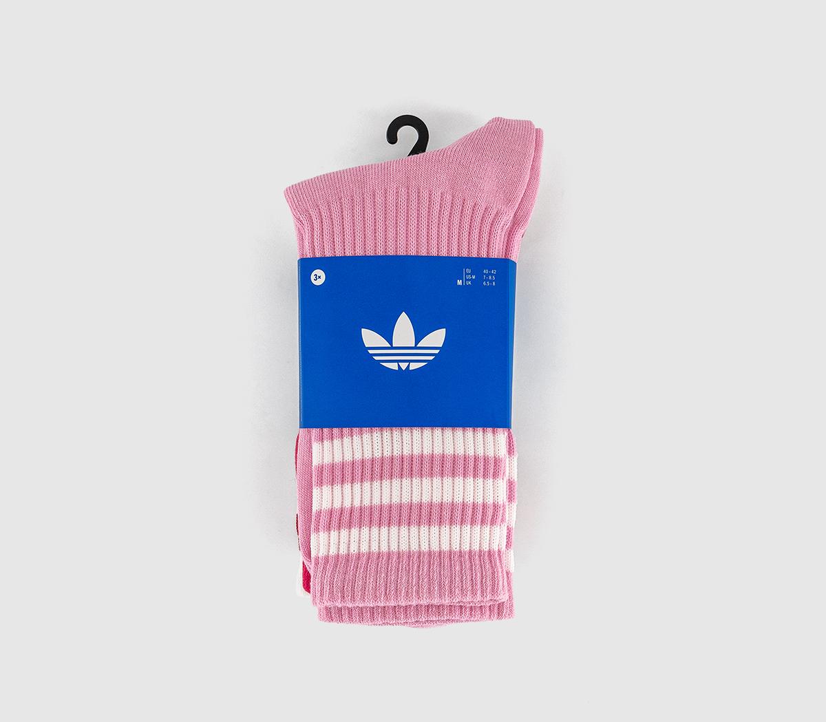 adidasCrew Socks 3 PairsPink Red White Stripe