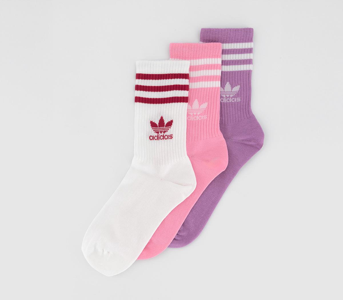 adidasCrew Socks 3 PairPreloved Purple Bliss Pink White