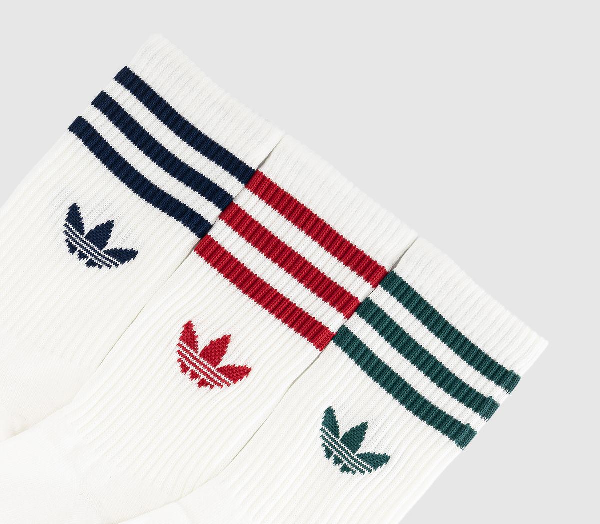 adidasCrew Sock 3 PairsNight Indigo Victory Red Collegiate Green