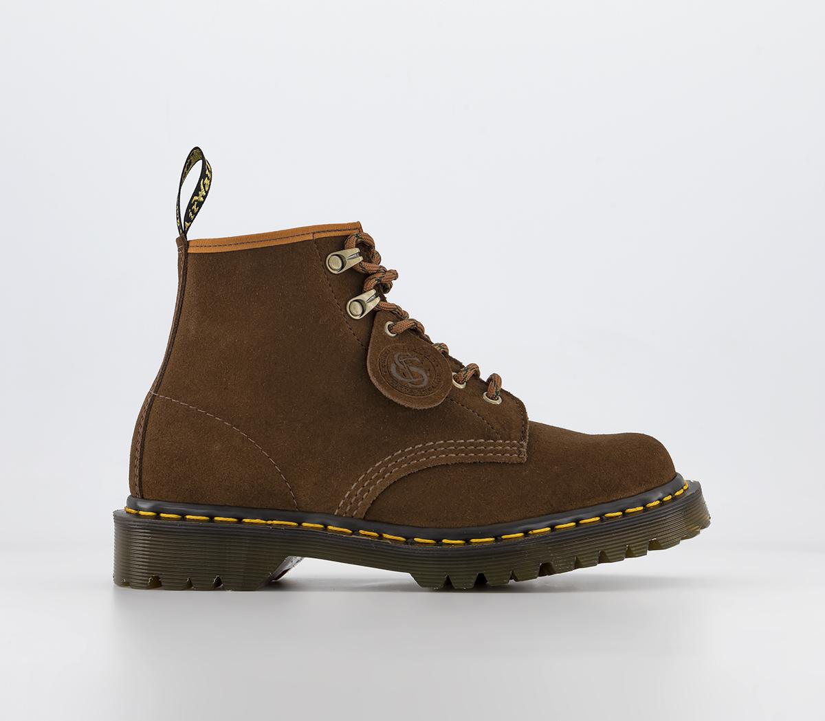 Dr. Martens Mie 101 6 Eye Boots Tan Repello Calf Suede - Women'S Ankle Boots
