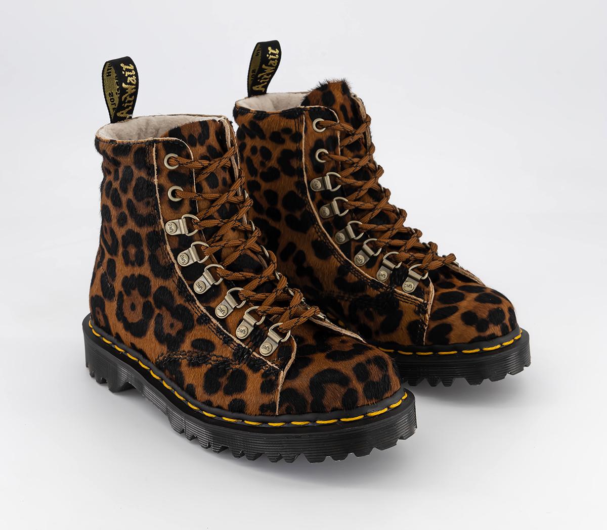 Martens Barton Eye Boots Hair On Leopard Women's Flats