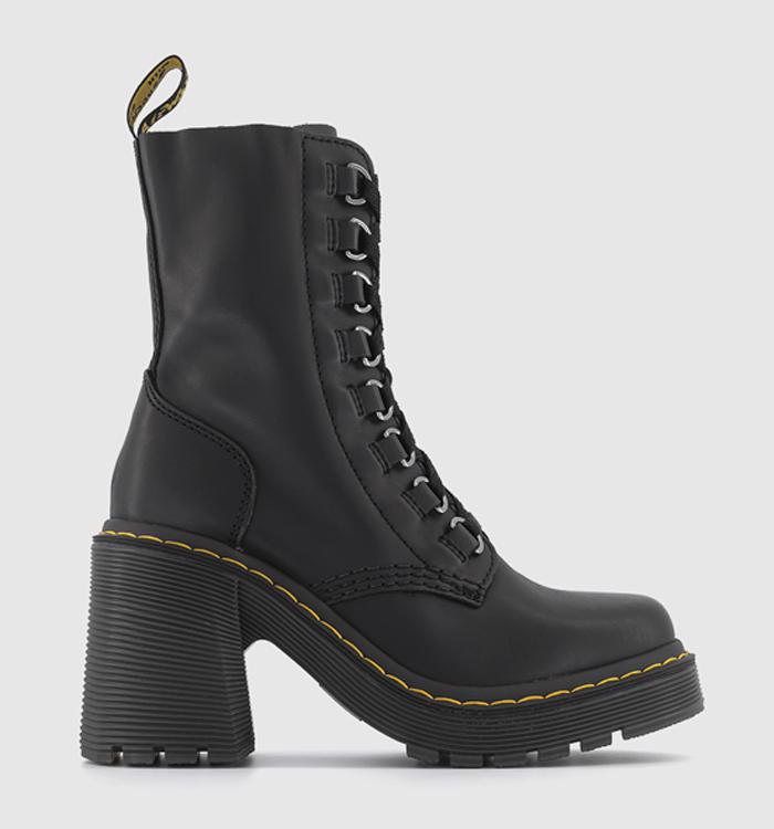 Dr. Martens Chesney Heeled Lace Boots Black Sendal