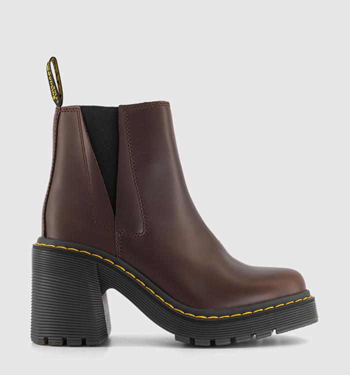 Dr. Martens Spence Heeled Chelsea Boots Dark Brown Classic Pull Up