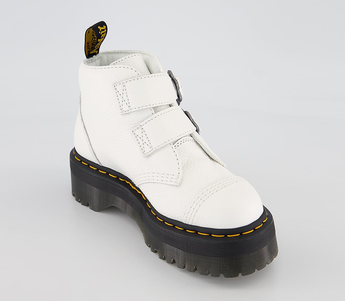 Dr. Martens Devon Flower Boots White - Women's Ankle Boots