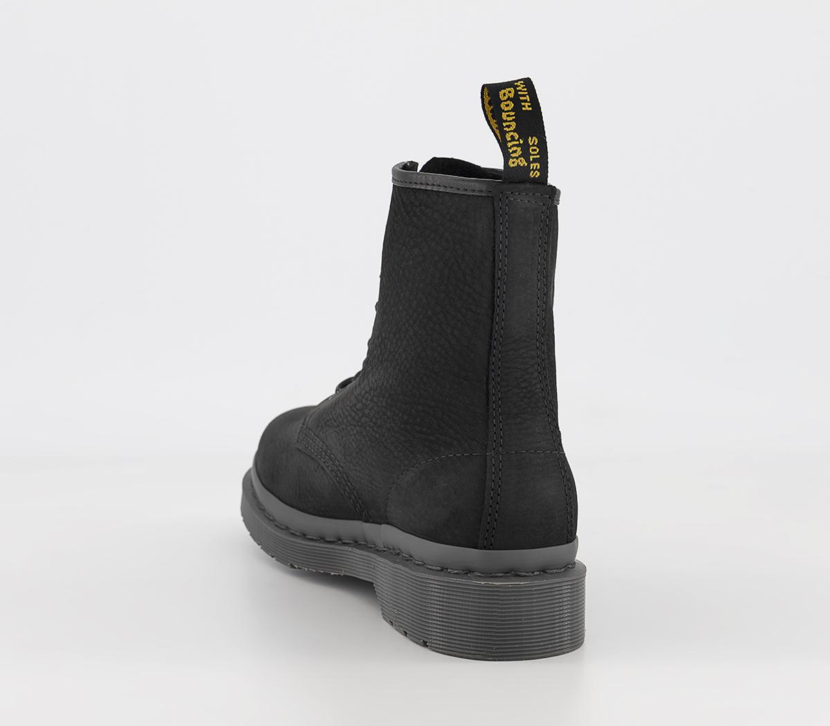 Dr. Martens 1460 Guard Boots Black Nubuck Grey - Women's Ankle Boots