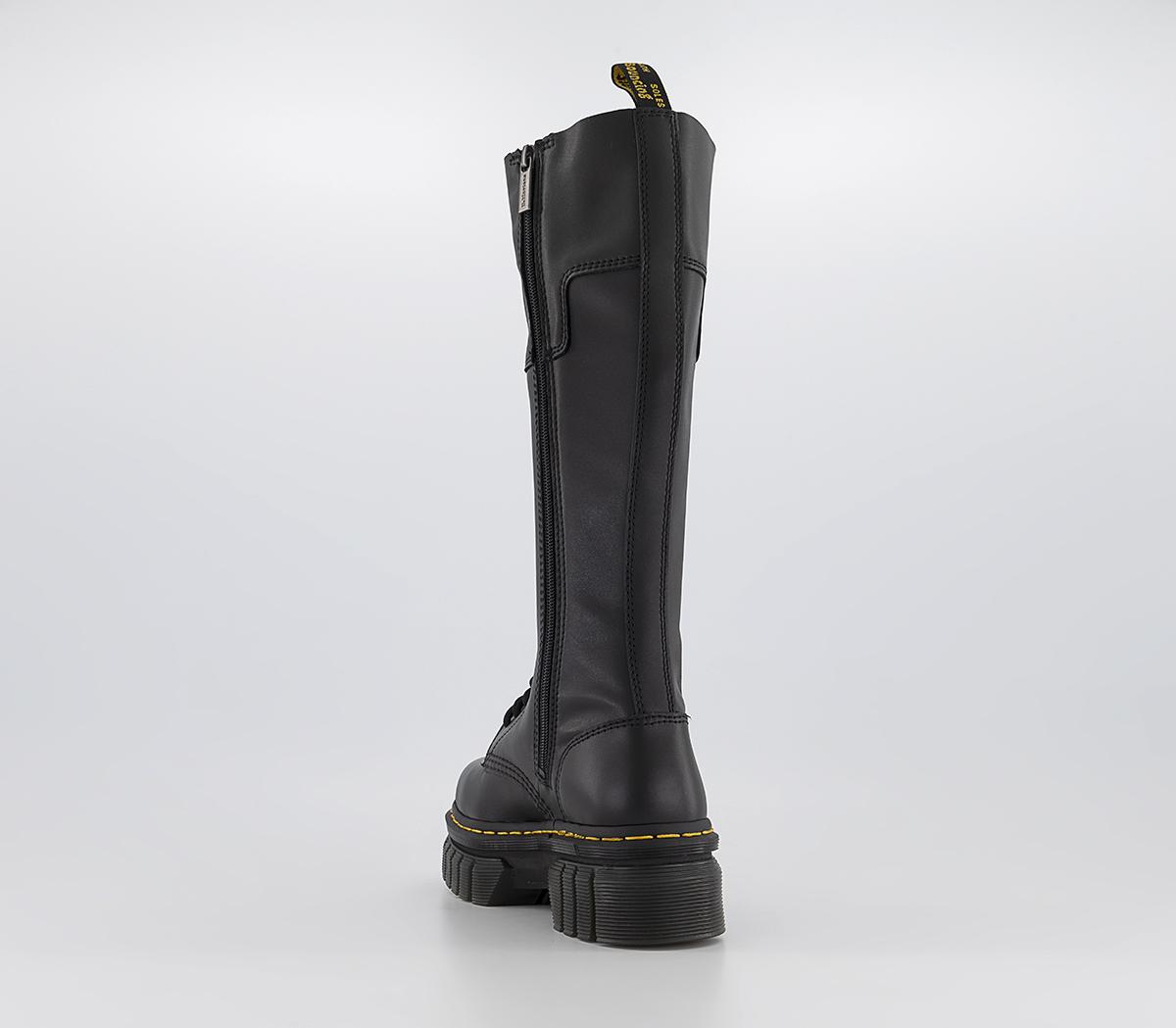 Dr. Martens Audrick 20 Eye Boots Black Nappa Lux - Women's Knee