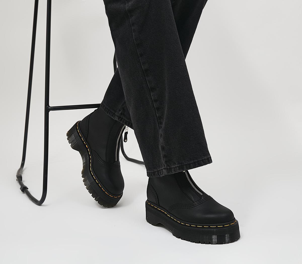 Dr. Martens Jetta Zip Front Boots Black - Women's Ankle Boots