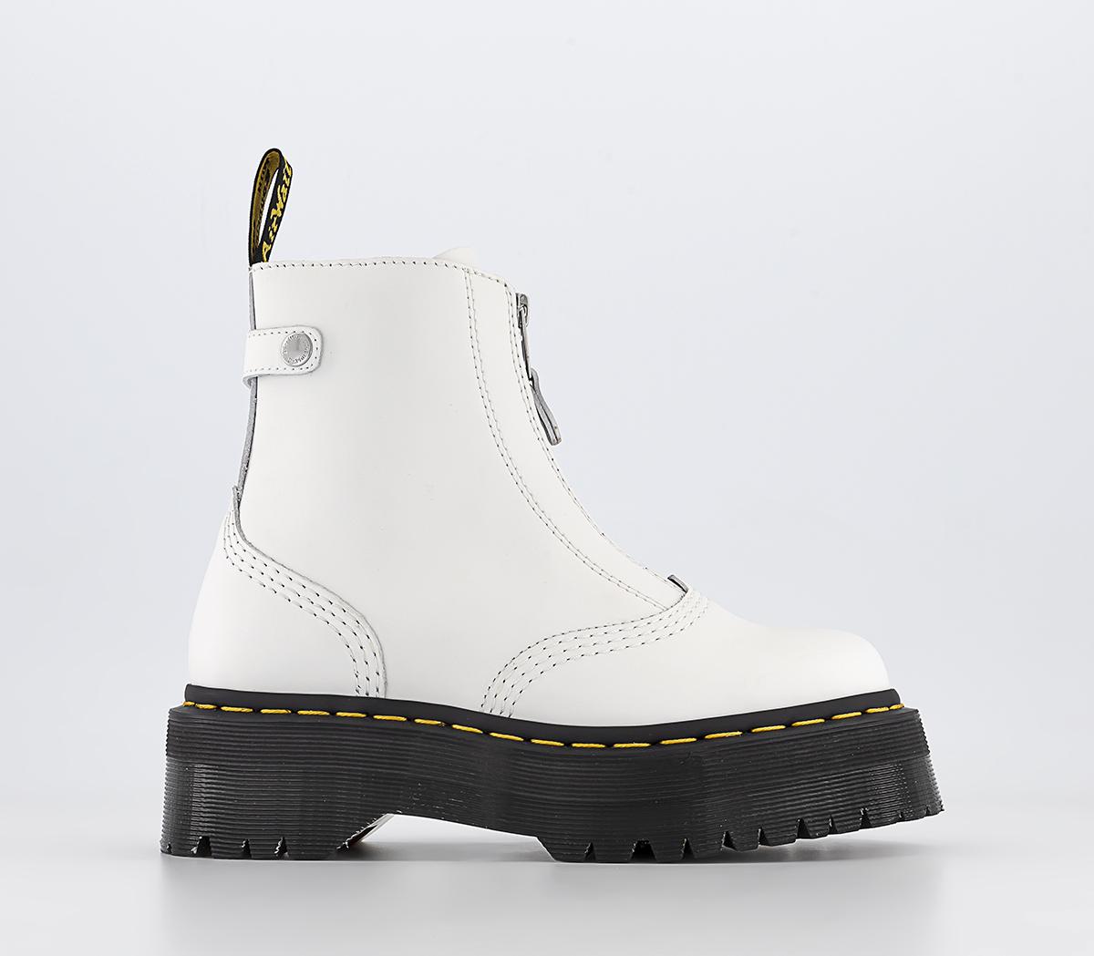 Dr. Martens Jetta Zip Front Boot White - Women's Ankle Boots