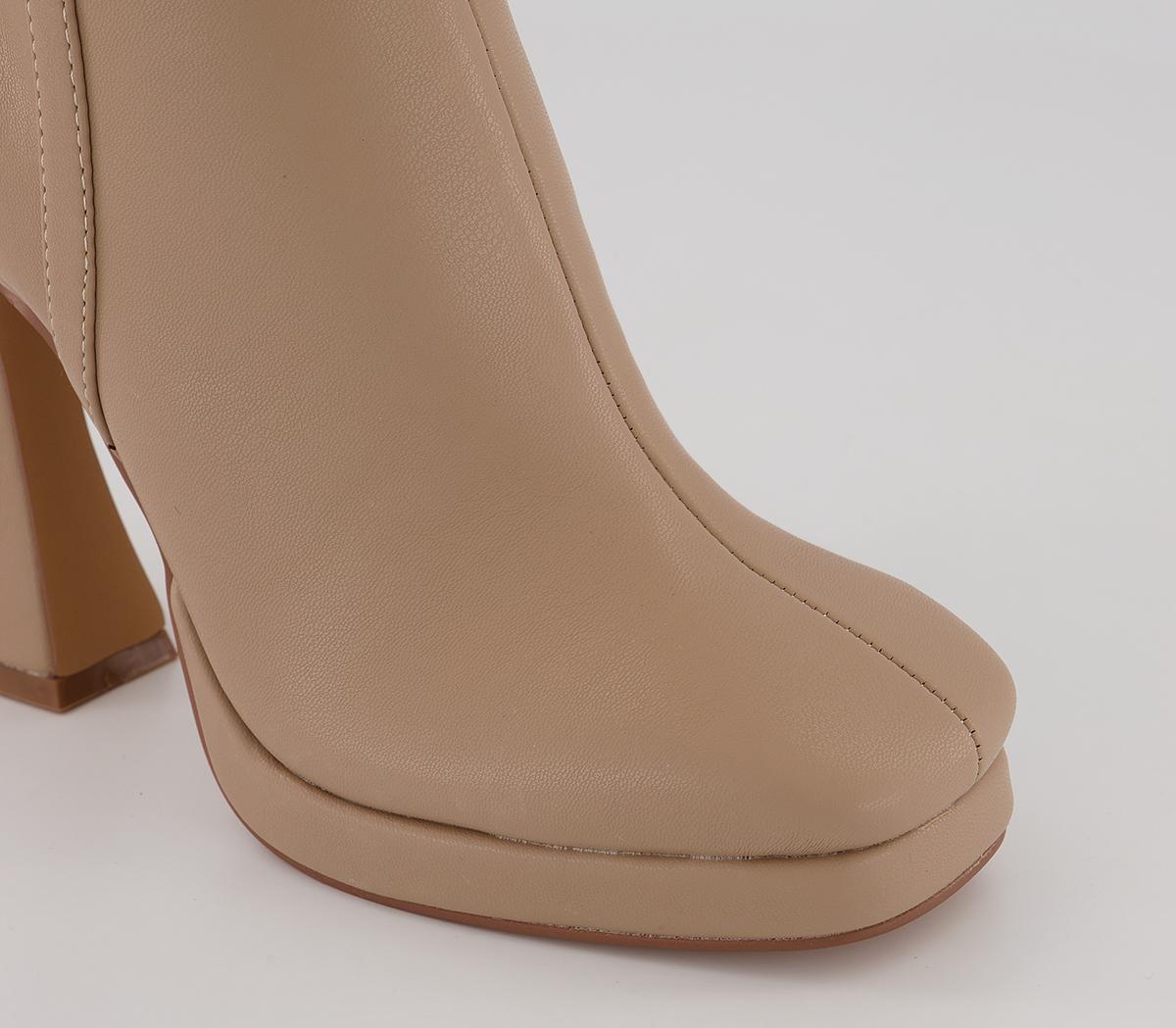 OFFICEAmaya Platform Curve Heel Boots OFFICEAmaya Platform Curve Heel BootsCamel