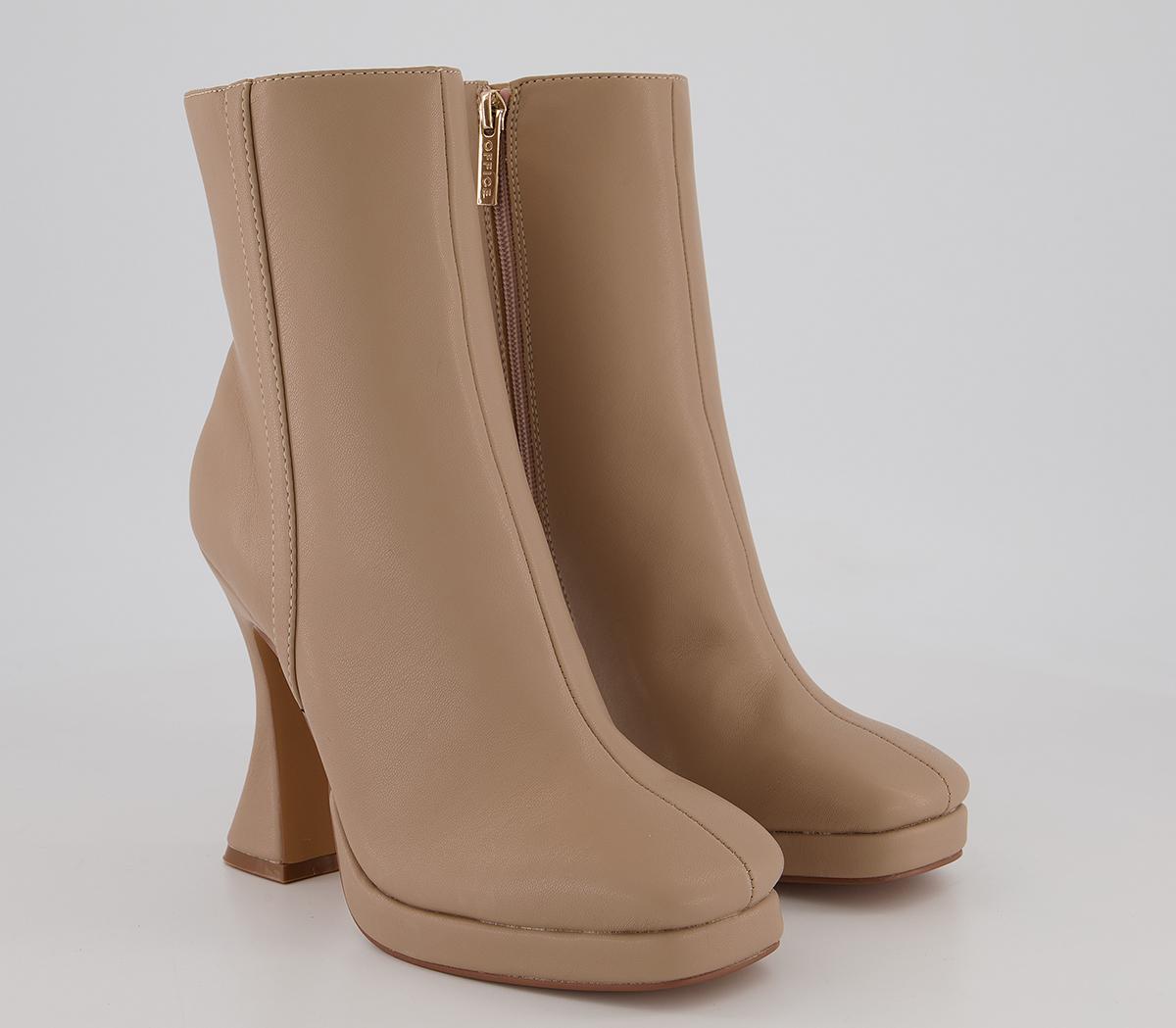 OFFICEAmaya Platform Curve Heel Boots OFFICEAmaya Platform Curve Heel BootsCamel