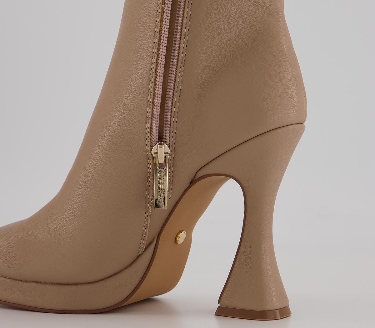 OFFICEAmaya Platform Curve Heel Boots OFFICEAmaya Platform Curve Heel BootsCamel