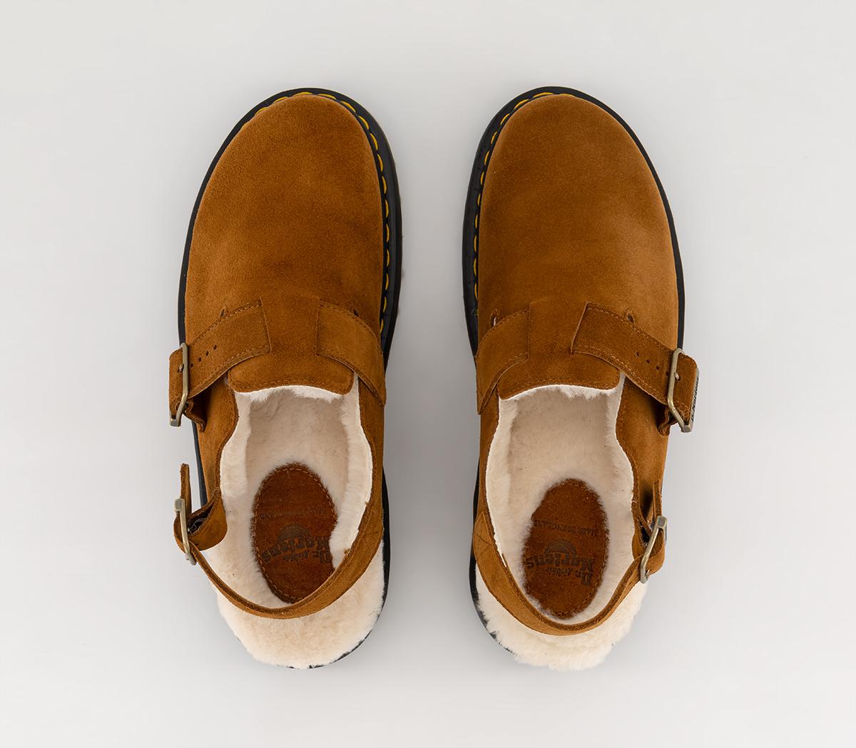 Dr. MartensJorge Shearling Mules MPecan Brown Repello Calf Suede