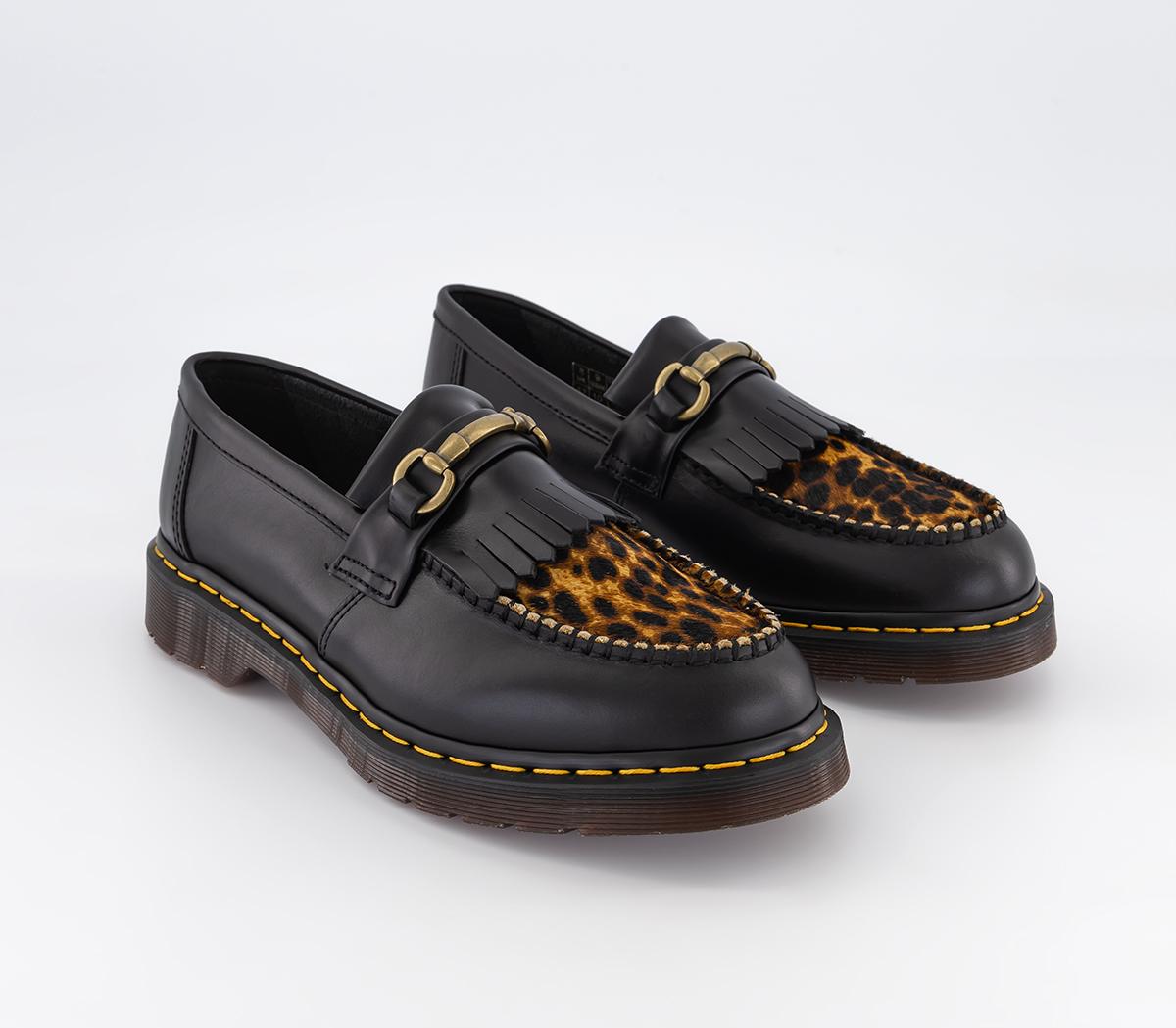 Dr. Martens Adrian Snaffle Loafers Black Micro Leopard - Men's