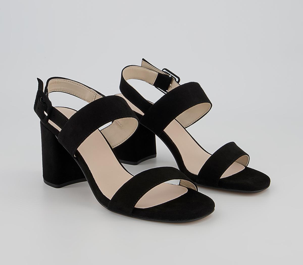 Office Maria 2 Strap Block Heels Office Maria 2 Strap Block Heels Black Suede