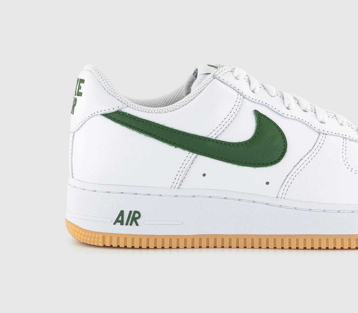 Nike Air Force 1 Trainers White Forest Green Gum Yellow - Men's Trainers