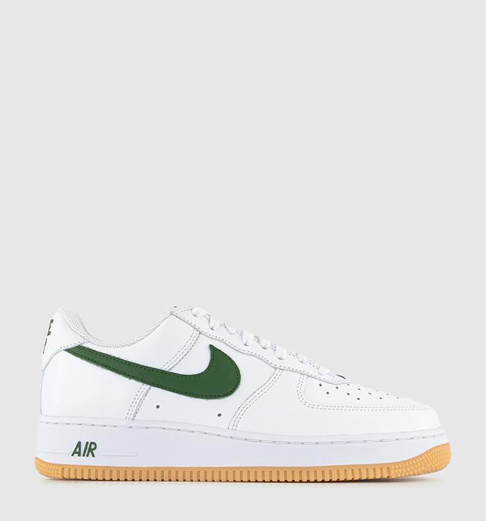 Nike Air Force 1 Trainers White Forest Green Gum Yellow