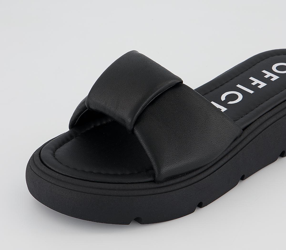 Office Sunny Padded Flatform Sandals Office Sunny Padded Flatform Sandals Black Leather