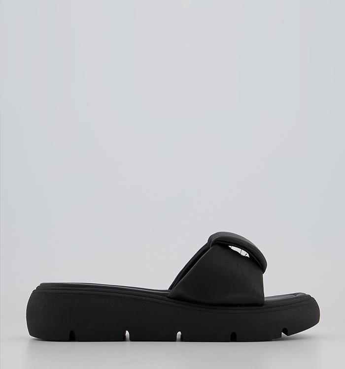 Office Sunny Padded Flatform Sandals Black Leather