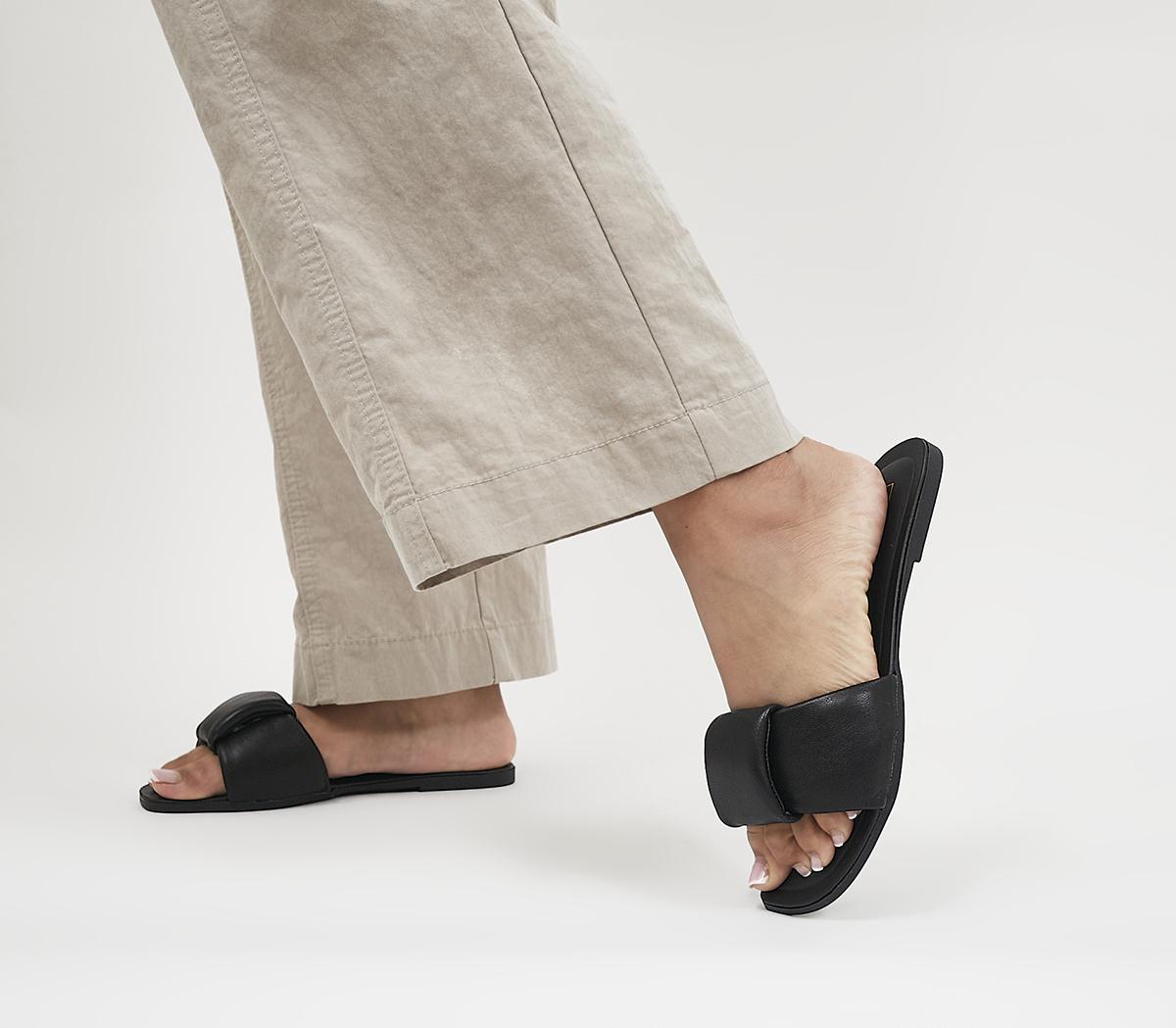 OfficeStella Padded Strap SandalsBlack Leather