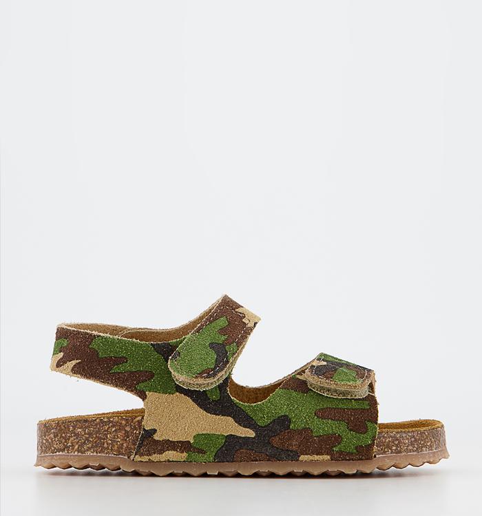 Earth Child Tropical Toddler Double Strap Sandals Camo Suede
