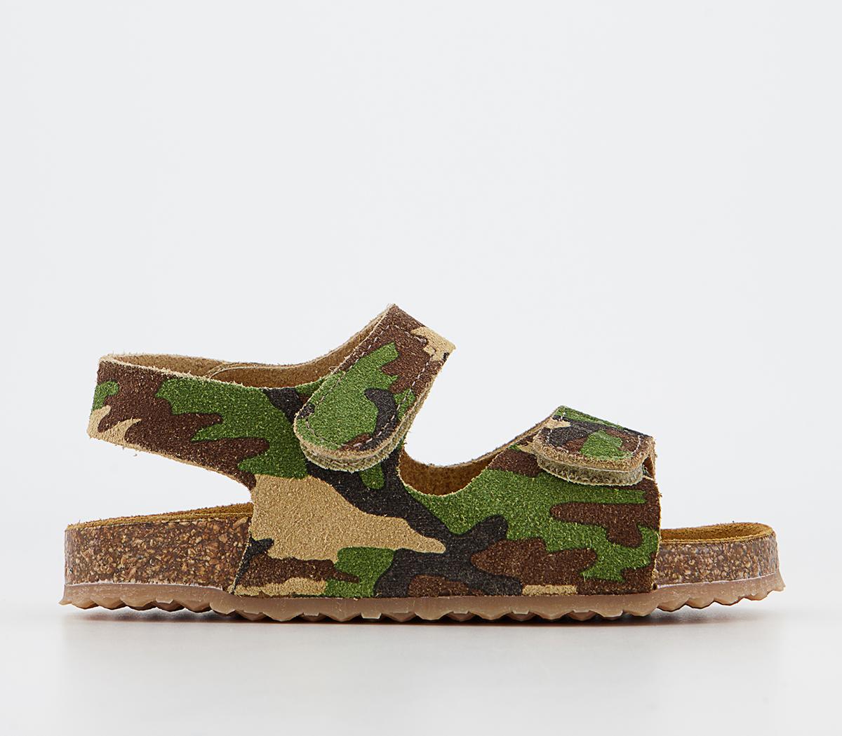 Tropical Toddler Double Strap Sandals Camo Suede