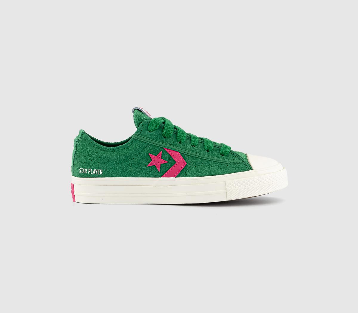 Converse Womens Star Player 76 Trainers Green Chaos Fuchsia Egret, 6.5