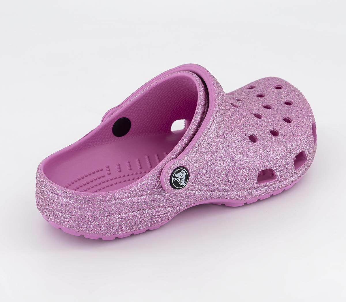 Crocs Classic Glitter II Clogs Taffy Pink Flat Shoes for Women