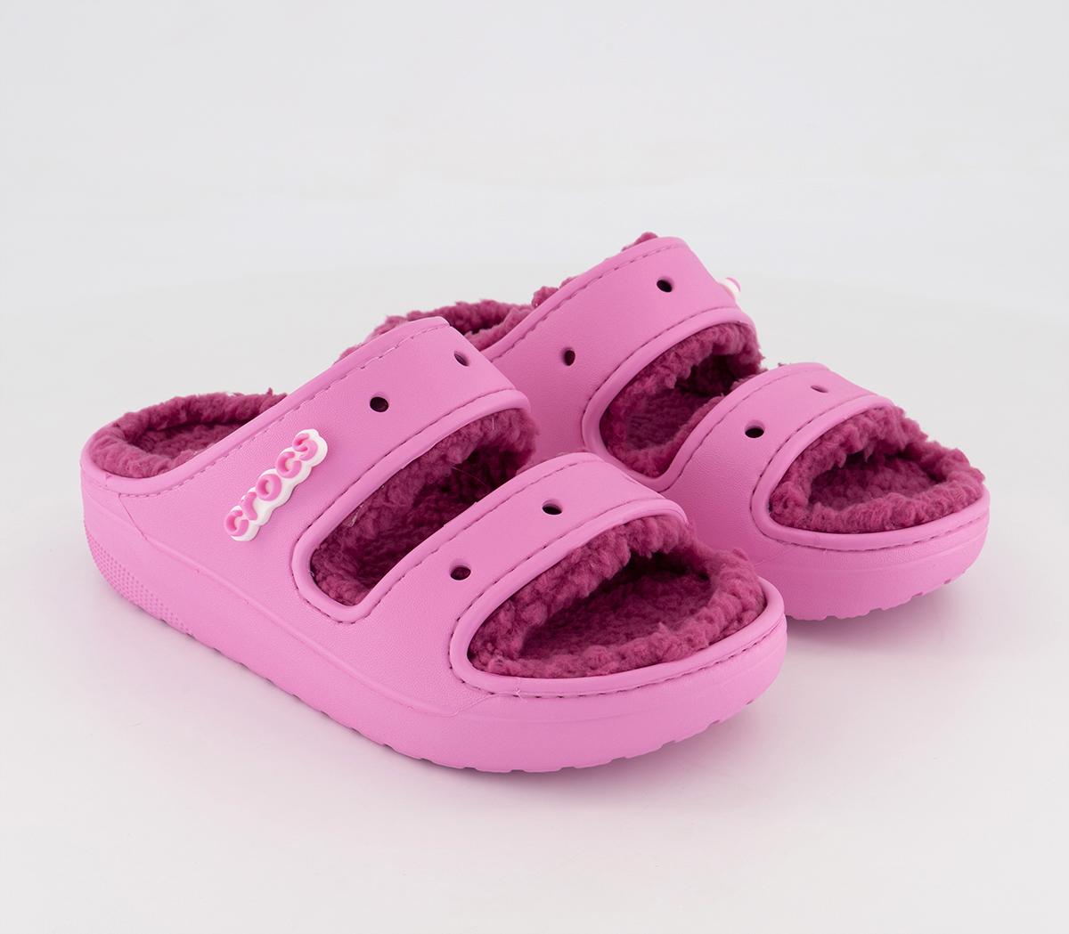 Crocs Classic Cozzzy Sandals Taffy Pink - Flat Shoes for Women