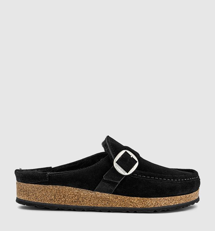 BIRKENSTOCK Buckley Shearling Clogs Black Suede