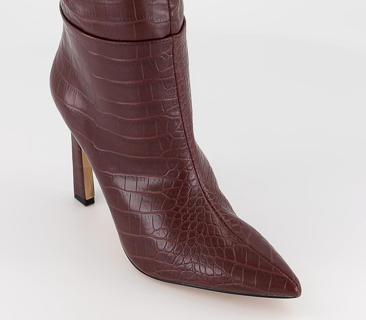 OFFICEKitty Croc Knee Boots OFFICEKitty Croc Knee BootsBurgundy Croc