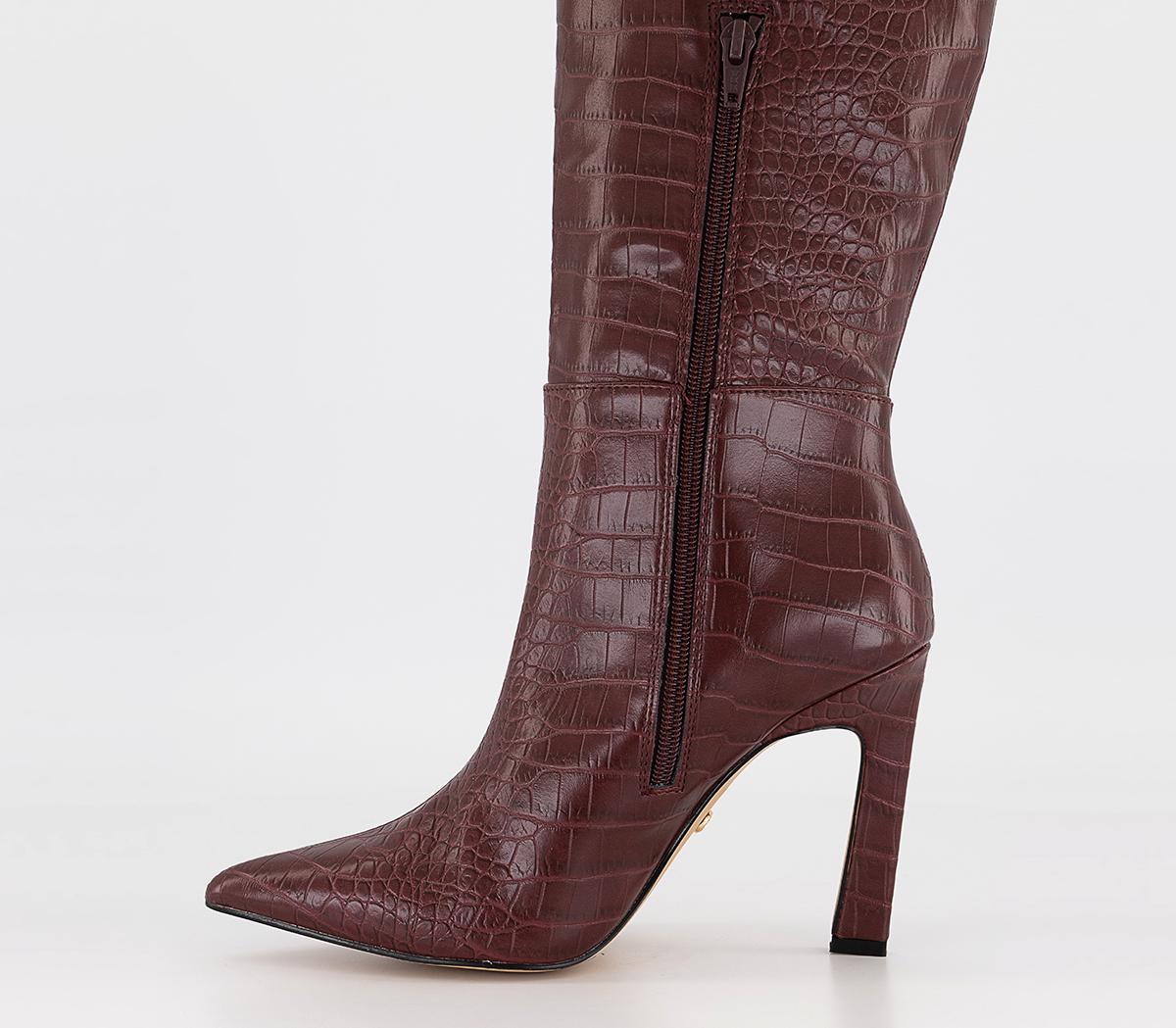 OFFICEKitty Croc Knee Boots OFFICEKitty Croc Knee BootsBurgundy Croc