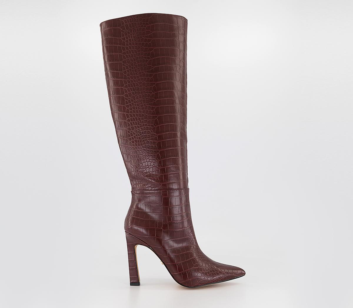 OFFICEKitty Croc Knee BootsBurgundy Croc