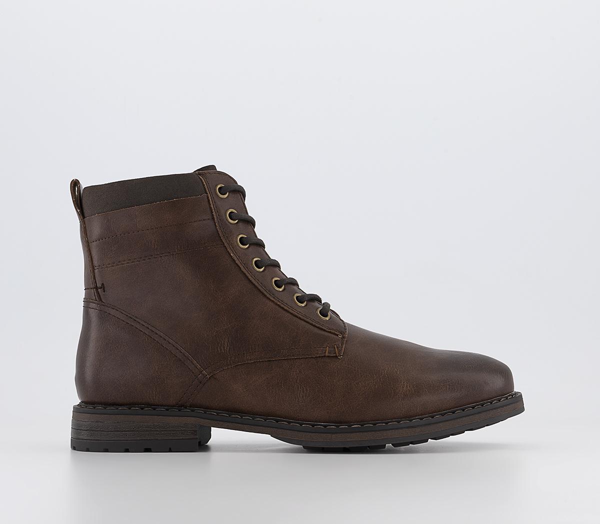 OFFICEBelvedere Round Toe Zip Lace Up BootsBrown