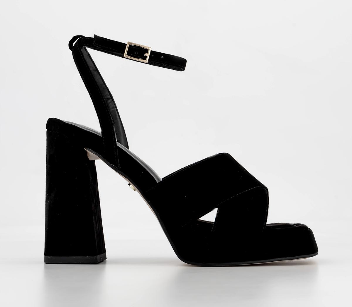 OFFICE Heiress Cross Strap Platforms Black - Heels