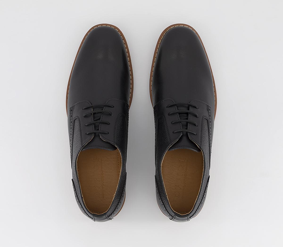 OFFICE Martley Pebble Grain Quarter Derby Shoes Black Leather Men’s